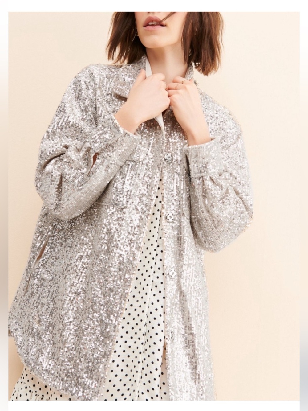 Bb Dakota by Steve Madden Silver Sequin Shacket